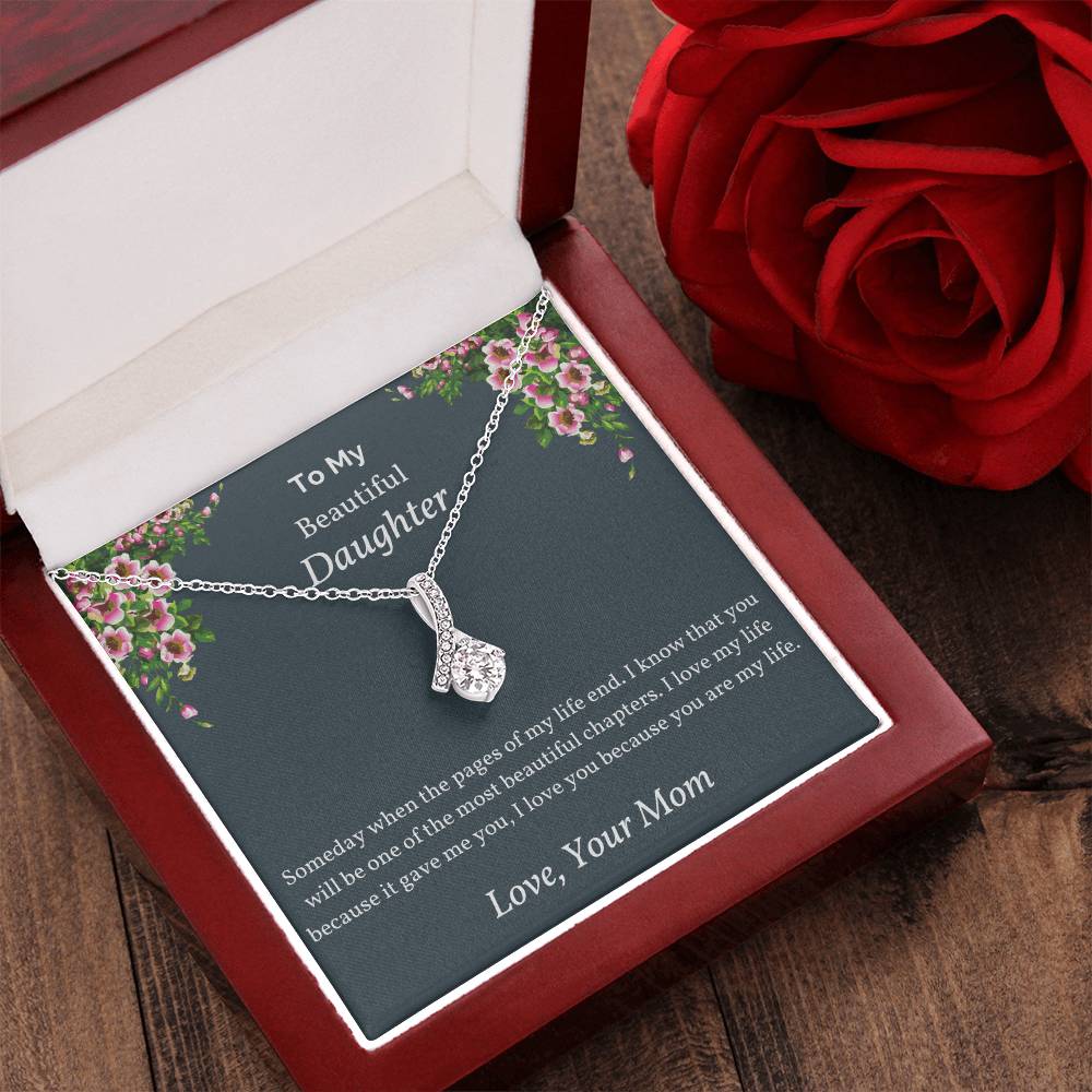 To My Beautiful Daughter Someday When The Pages Interlocking Hearts Necklace To Daughter From Mom Mom And Daughter Alluring Beauty Necklace