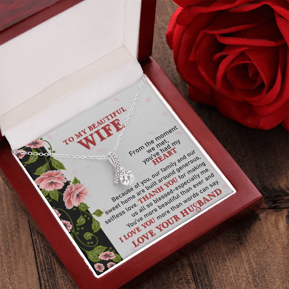 To My Beautiful Wife - Heart Melt Message Alluring Necklace?? 1 Alluring Beauty Necklace