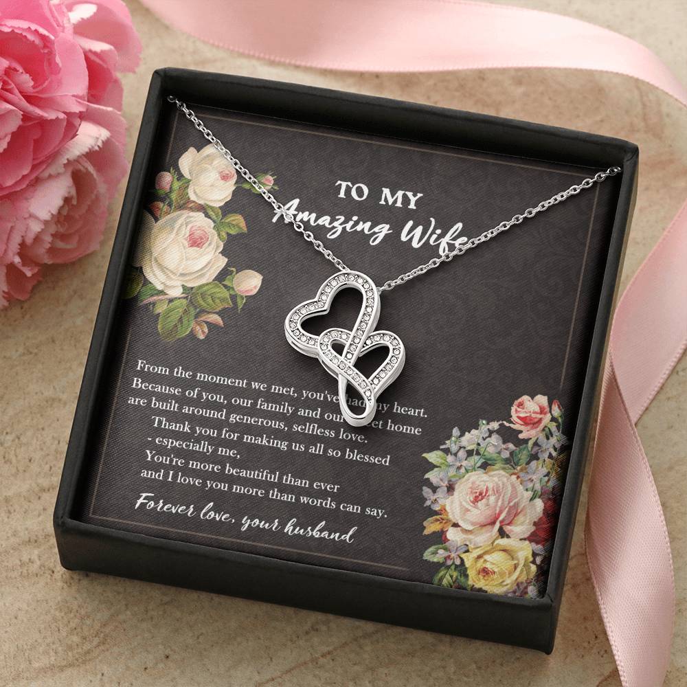 To My Amazing Wife Necklace - Gift For Wife - You've Had My Heart - Necklace For Wife Gift For Wife Anniversary Neckla Double Hearts Necklace