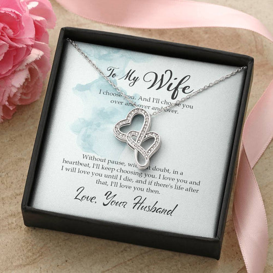 Gift For You My Wife. Double Hearts Necklace