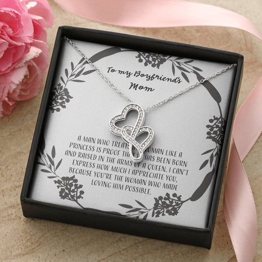 To My Boyfriends Mom - Gray Double Hearts Necklace
