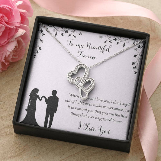 To My Beautiful Fiance Double Hearts Necklace