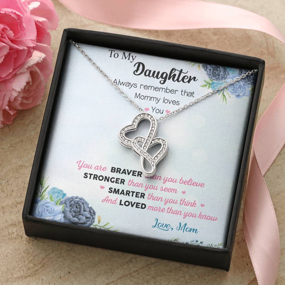 To My Daughter -  3 Double Hearts Necklace