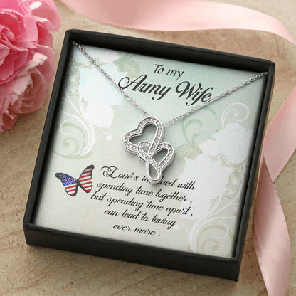 Army Wife Double Hearts Necklace