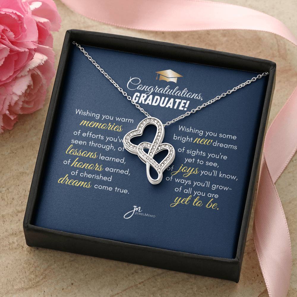 Graduation Gift For Daughter - Class Of 2022 Necklace - Class Of 2022 Necklace Jewelry Gift - Graduation Gift For Daug Double Hearts Necklace