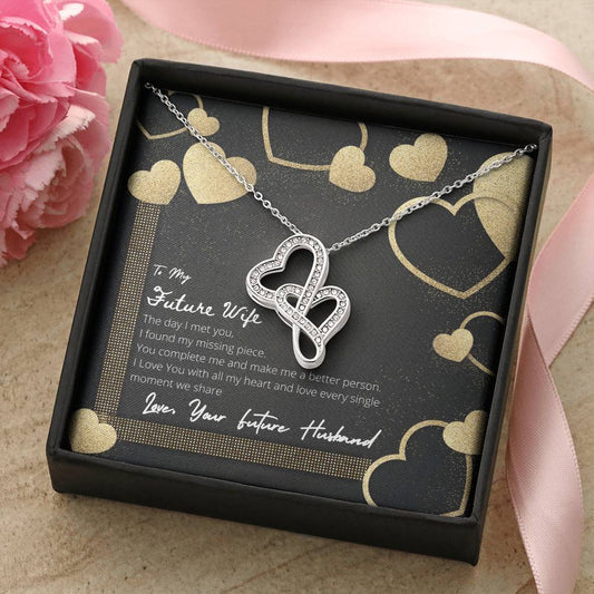 To My Future Wife - You Complete Me - Necklace Double Hearts Necklace