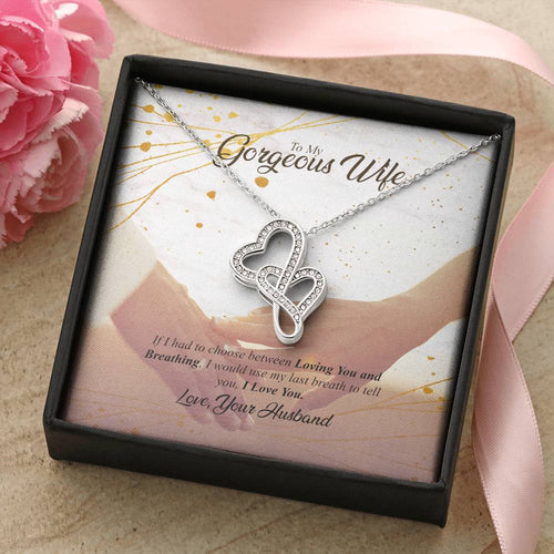 My Gorgeous Wife Double Heart-I Love You Necklace Double Hearts Necklace