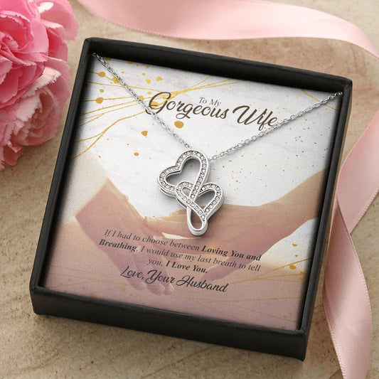 My Gorgeous Wife Double Heart-I Love You Necklace Double Hearts Necklace