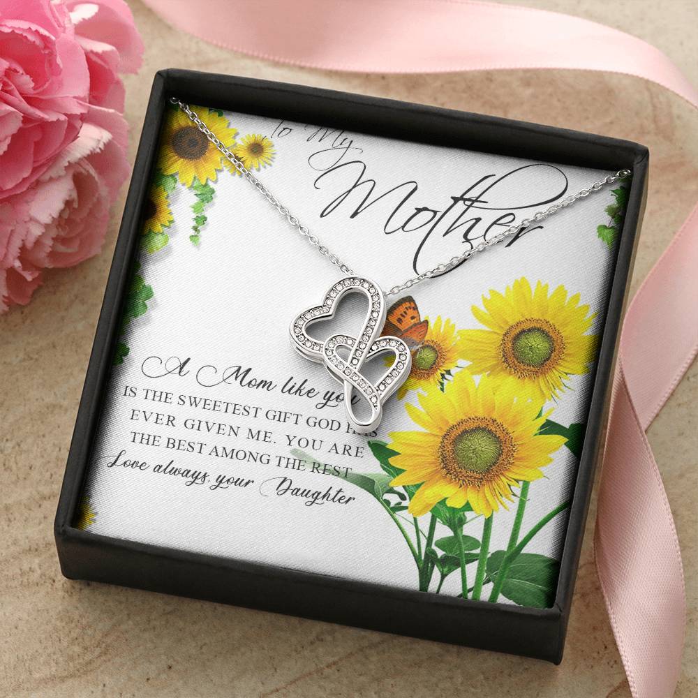 To My Mother A Mom Like You Heart Necklace Double Hearts Necklace