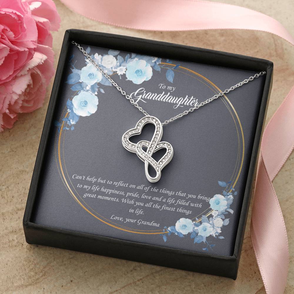 Wish You All The Finest Things In Life - Best Gift For Granddaughter 1 Double Hearts Necklace