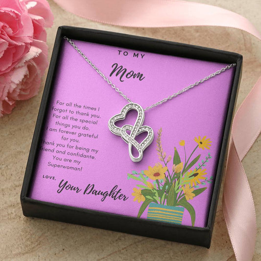 To Mom Thank You Necklace Double Hearts Necklace