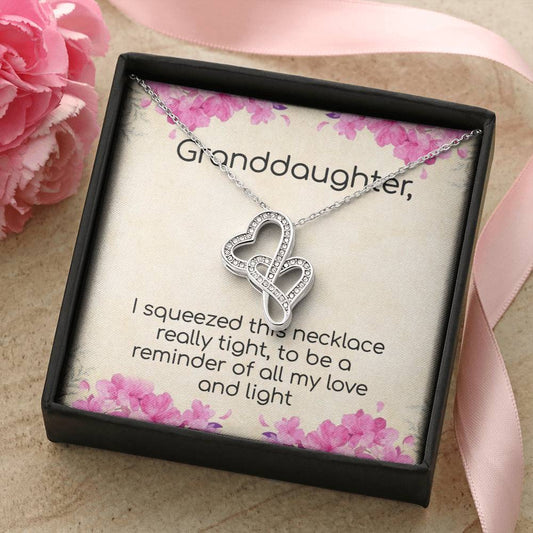 Granddaughter Love And Light  Sparkling Stunning Gift Double Hearts Necklace