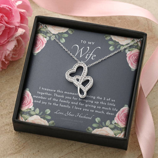 Postpartum Gift For Wife Gift For Wife Post Pregnancy Becoming A Mother Gift Gift For Wife Birth Wife After Pregnancy  4 Double Hearts Necklace