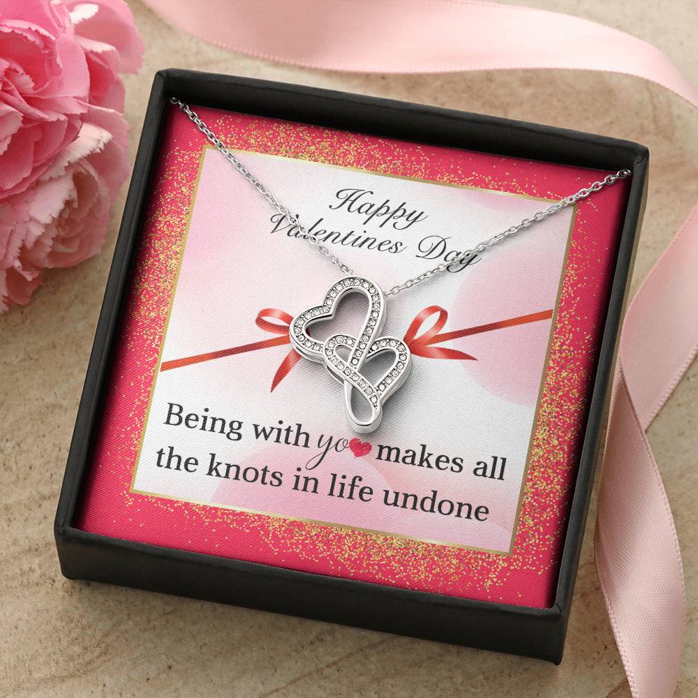 To My Valentine - Double Heart Necklace For Girlfriend Wife - Women Luxury Jewellery Double Hearts Necklace