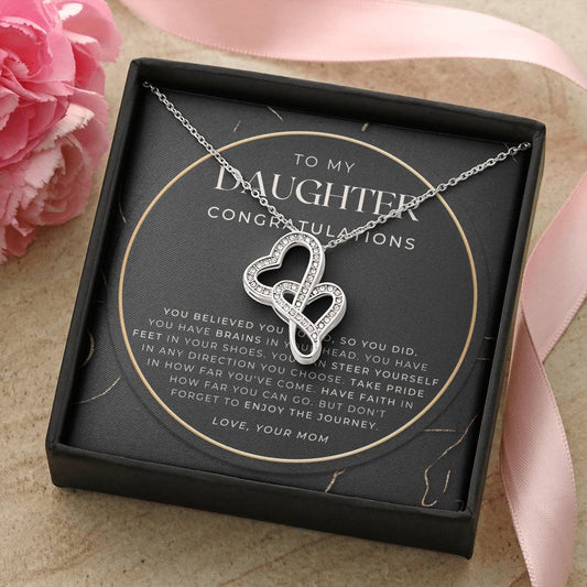 Daughter Graduation Gift Necklace For Her College Graduation Gift For Her High School Senior Graduation Class Of 2021 Double Hearts Necklace