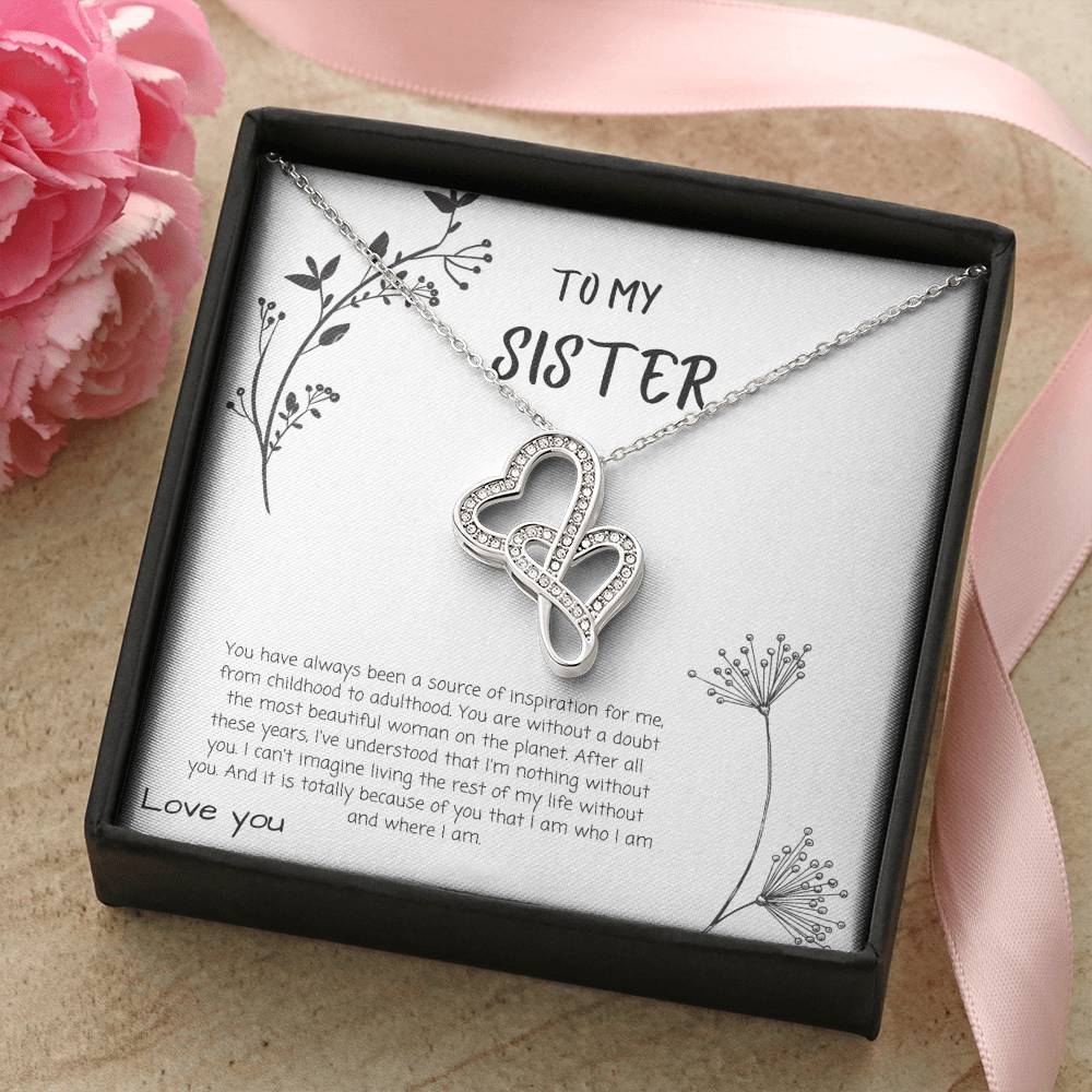 To My Sister I Love You Necklace Double Hearts Necklace