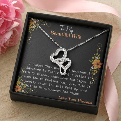 To My Wife Love Your Husband - Last Everything Necklace - To My Wife Necklace Anniversary Gift For Wife Gift For Wife  Double Hearts Necklace