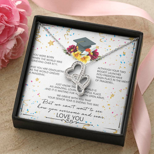 Graduation Gift  Ideas - September 11 2001 - Gift From Mom Dad - Graduation Necklace - College Graduated Gift - Gift F Double Hearts Necklace