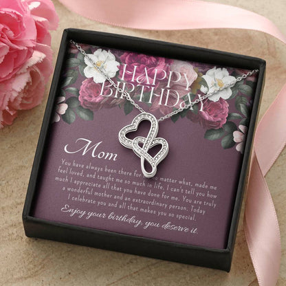Mother's Birthday Gift  Necklace For Mom's Birthday  Elegant Gift For Mom From Daughter & Son  Best Mom Gift Message C Double Hearts Necklace