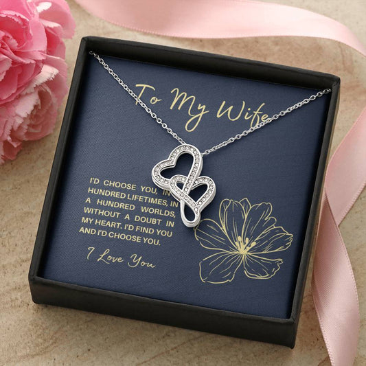 To My Soulmate Wife Future Wife Significant Other -  - Birthday Anniversary Christmas Gift Surpr Double Hearts Necklace