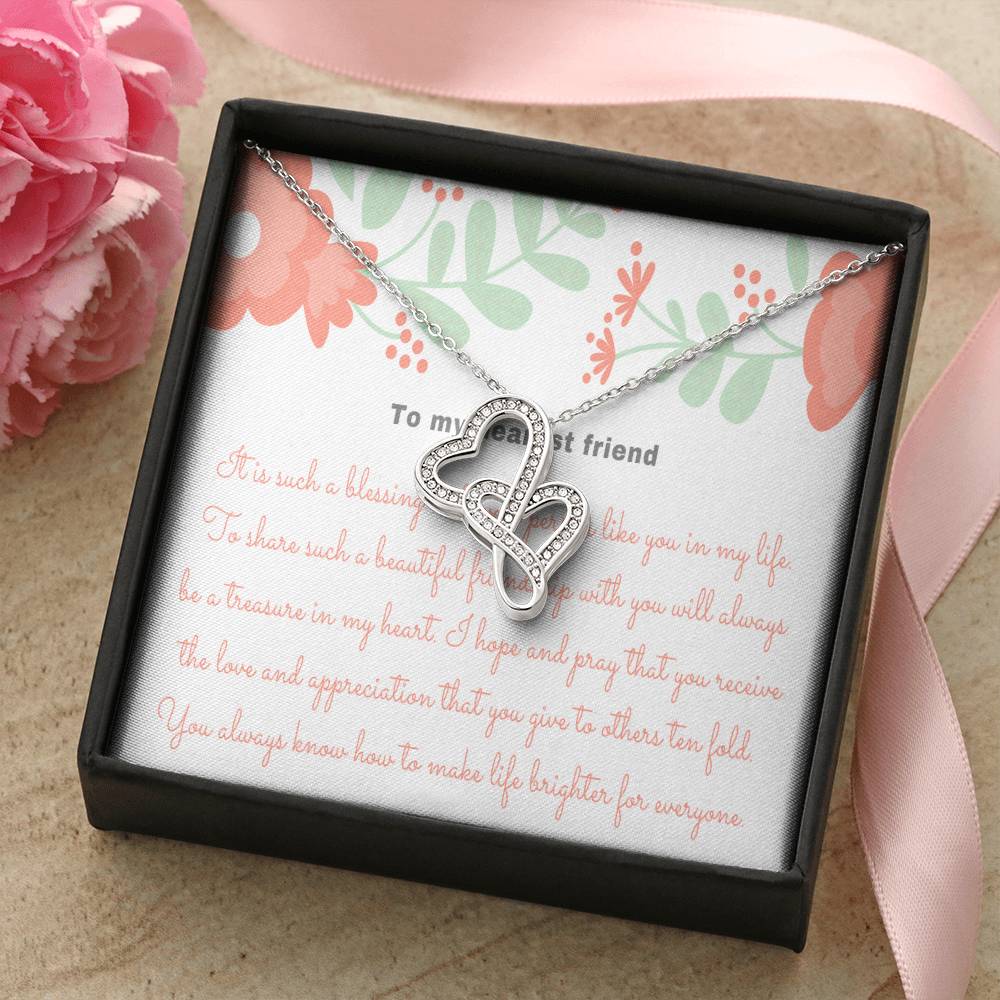 Appreciation Gift Thank You Gift Gift For Friend Best Friend Gift Gratitude Gift Best Friend Necklace Thank You For Be Double Hearts Necklace