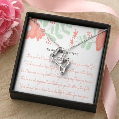 Appreciation Gift Thank You Gift Gift For Friend Best Friend Gift Gratitude Gift Best Friend Necklace Thank You For Be Double Hearts Necklace