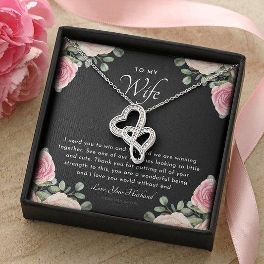 Postpartum Gift For Wife Gift For Wife Post Pregnancy Becoming A Mother Gift Gift For Wife Birth Wife After Pregnancy  3 Double Hearts Necklace