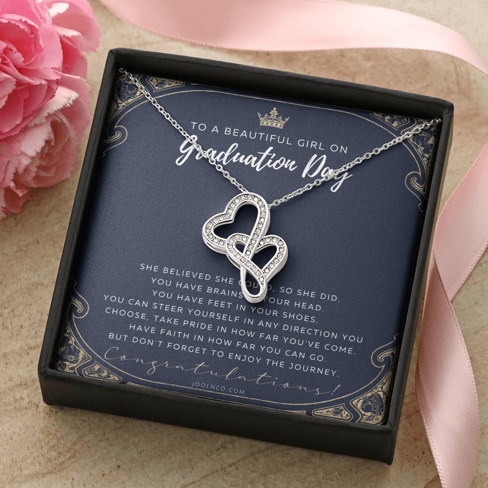 Graduation Gift Necklace For Daughter College Graduation Gift For Her High School Senior Graduation Mba Phd Master Cla Double Hearts Necklace