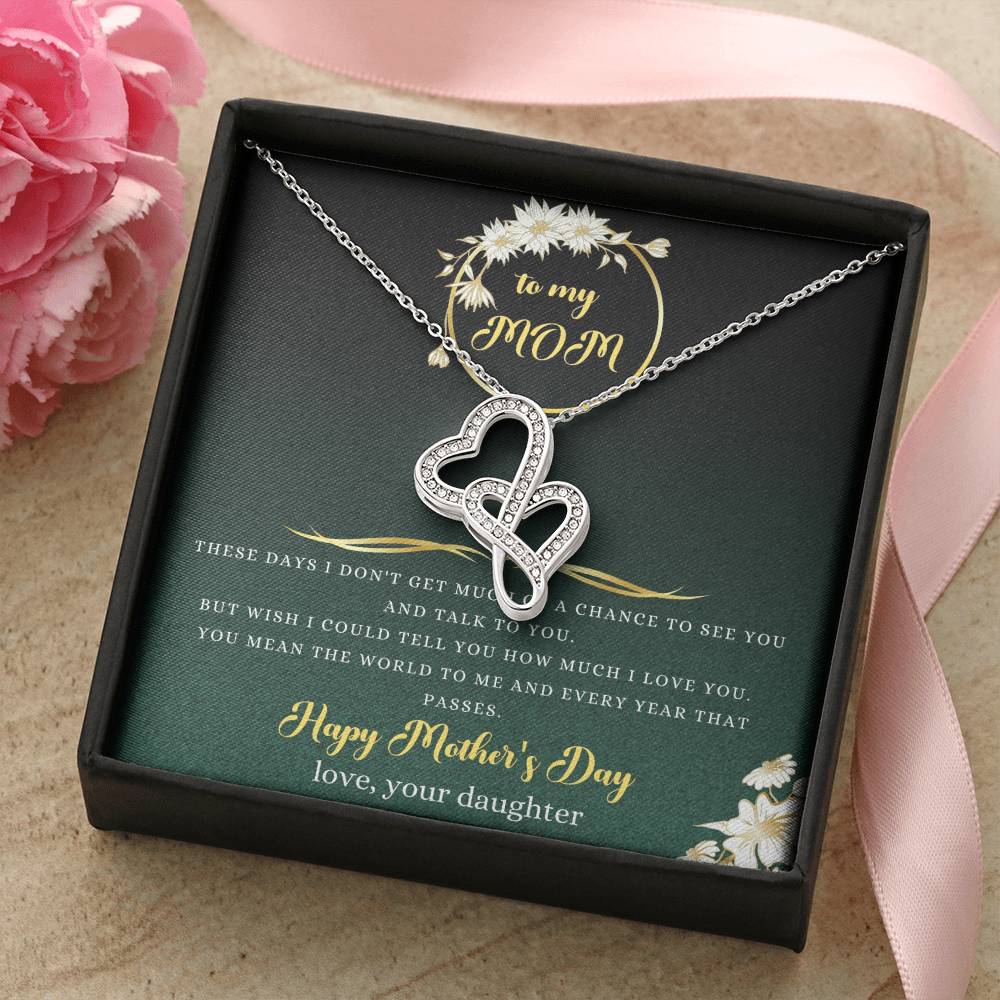 Mothers Day Gift For Mom Double Hearts Necklace