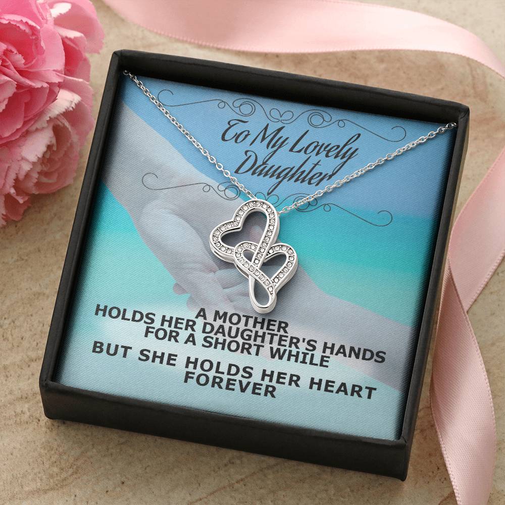 Mom - Daughter Connected Hearts Necklace Double Hearts Necklace