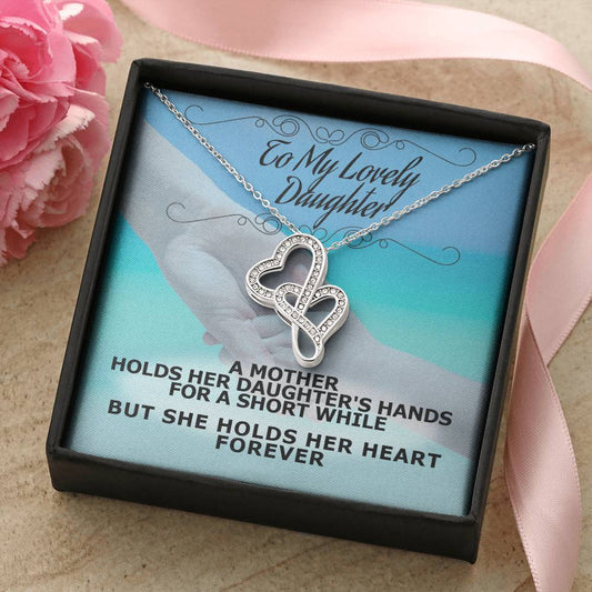 Mom - Daughter Connected Hearts Necklace Double Hearts Necklace
