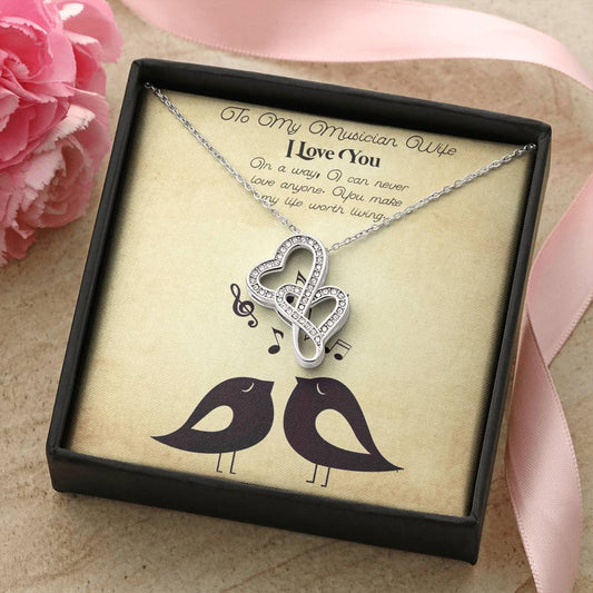 To My Musician Wife I Love You Double Hearts Necklace