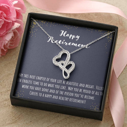 Happy Retirement Double Hearts Necklace