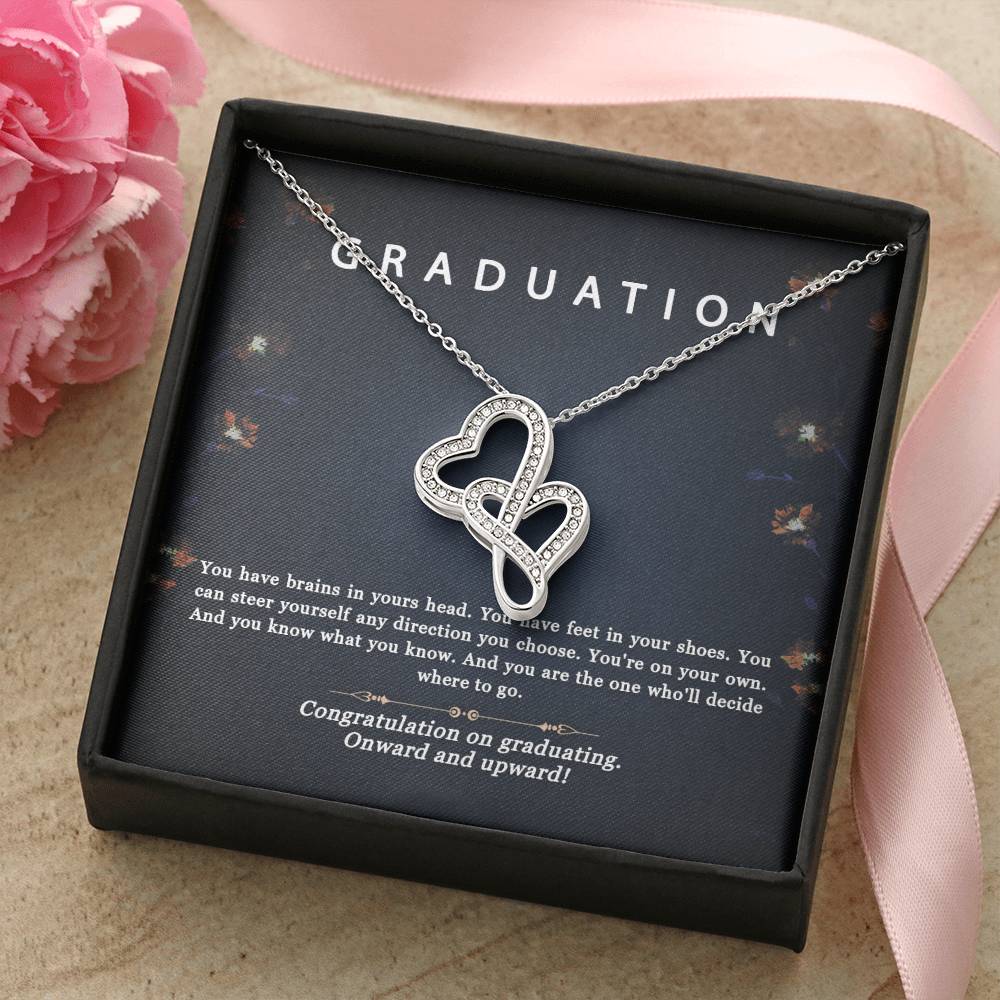 Graduation Gifts For Her Necklace - Best Gift For Her On Graduation Motivational Necklace New Grad Jewelry Gift Gradua Double Hearts Necklace