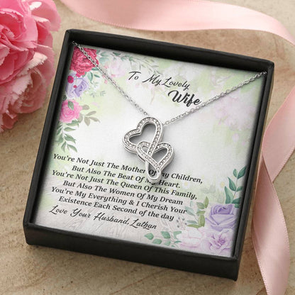 To My Love Wife Necklace - Love Your Husband Lathan - Love Your Husband Lathan -  Wife Christmas Gift Wife Christmas G Double Hearts Necklace