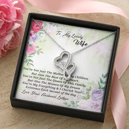 To My Love Wife Necklace - Love Your Husband Lathan - Love Your Husband Lathan -  Wife Christmas Gift Wife Christmas G Double Hearts Necklace