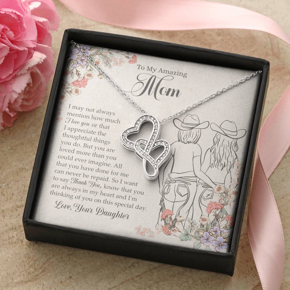 To My Amazing Mom Necklace Double Hearts Necklace