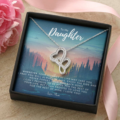 To My Daughter Necklace From Mom - Grown Up Daughter Gift From Mom - Gift For Daughter From Mom - Daughters Birthday G Double Hearts Necklace