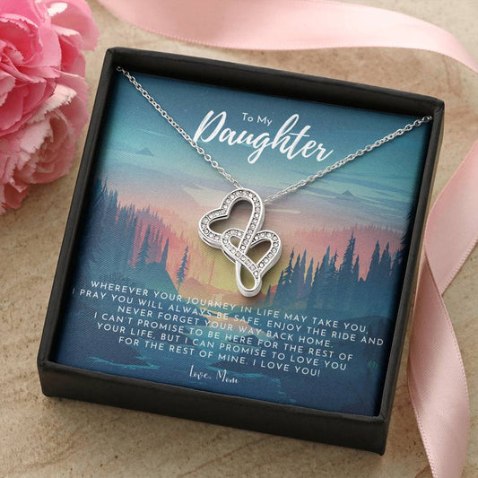 To My Daughter Necklace From Mom - Grown Up Daughter Gift From Mom - Gift For Daughter From Mom - Daughters Birthday G Double Hearts Necklace