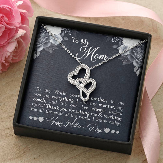 Mothers Day Gift  Gift For Mom   Best Mom Ever Gifts  Mothers Birthday Gifts From Daughter And Son  Meaningful Mom Gif Double Hearts Necklace