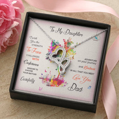 To My Daughter Never Forget I Love You Necklace - To My Daughter Necklace - Father Daughter Necklace - Father To Daugh 1 Double Hearts Necklace