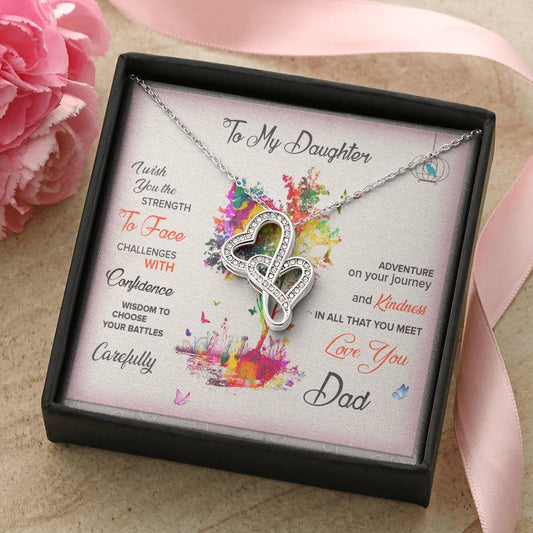 To My Daughter Never Forget I Love You Necklace - To My Daughter Necklace - Father Daughter Necklace - Father To Daugh 1 Double Hearts Necklace