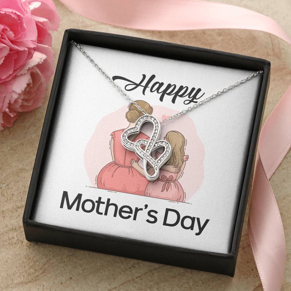 Happy Mother's Day -  1 Double Hearts Necklace