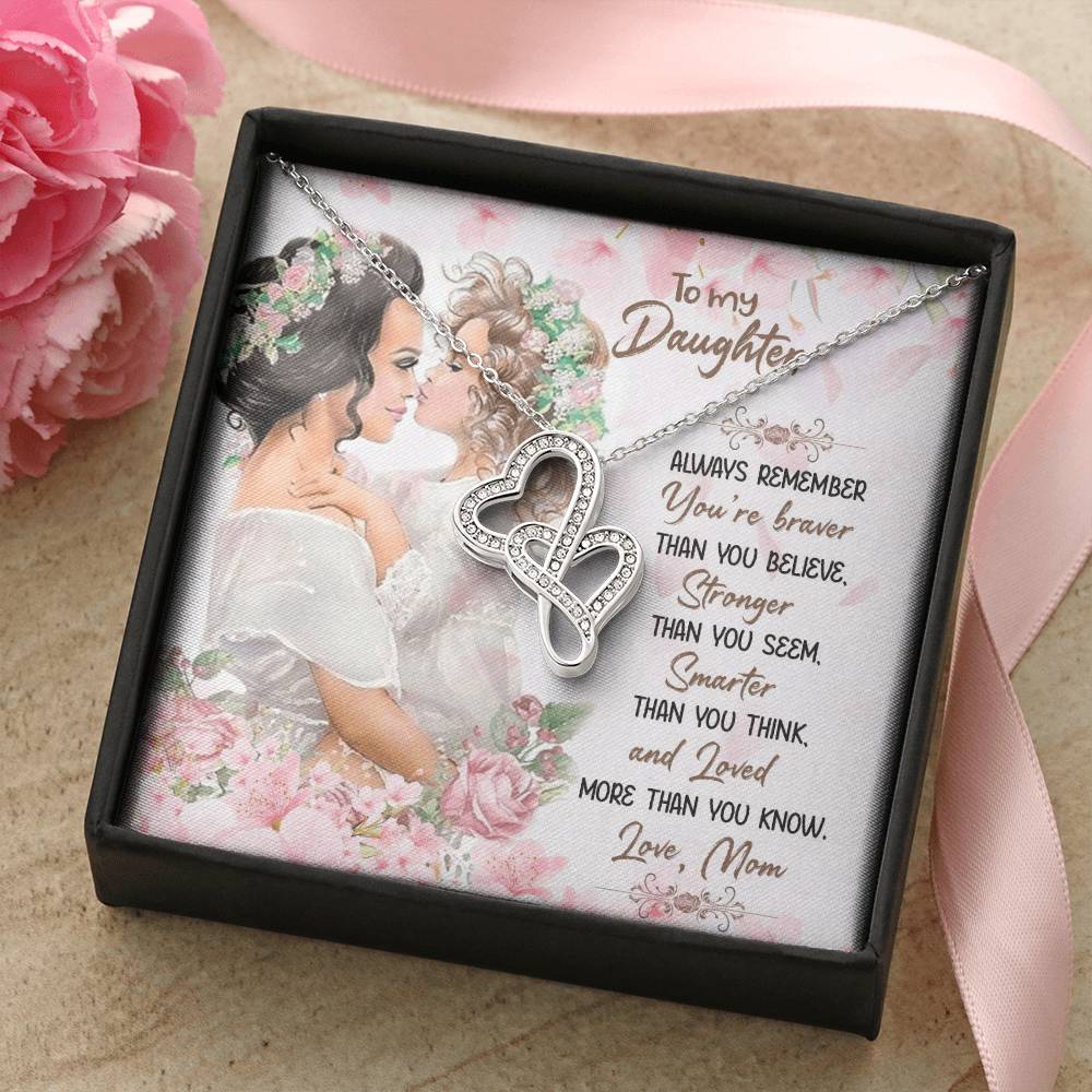 To My Daughter 2 Double Hearts Necklace
