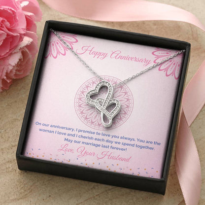 Anniversary Gift For Wife Double Hearts Necklace