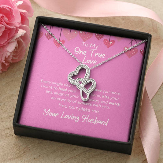 To My One True Love Necklace Double Hearts Necklace