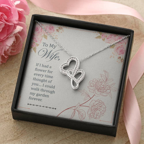 Sweetest Hearts - To My Wife Necklace Love Your Husband - To My Wife Necklace Anniversary Gift For Wife Gift For Wife  Double Hearts Necklace