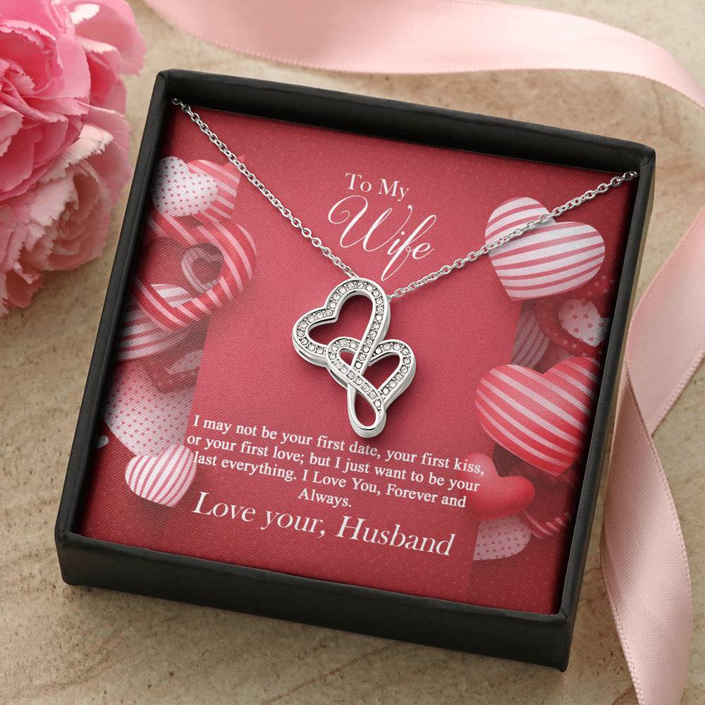 To My Wife -  1 Double Hearts Necklace