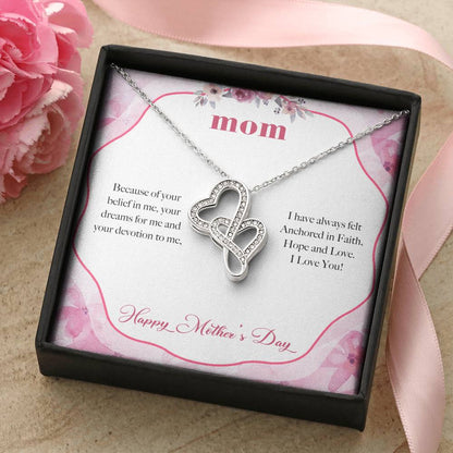 Mother's Day Gift From Daughter To Mom Forever Love Gift For Mom Double Hearts Necklace