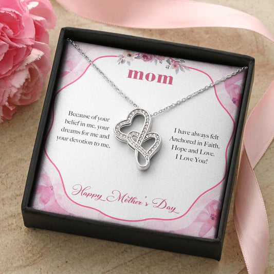 Mother's Day Gift From Daughter To Mom Forever Love Gift For Mom Double Hearts Necklace